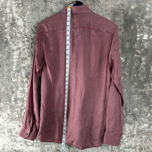 Ted Baker Size 4 US L Geometric Casual Button Shirt Red Long Sleeve Collar - Picture 3 of 8